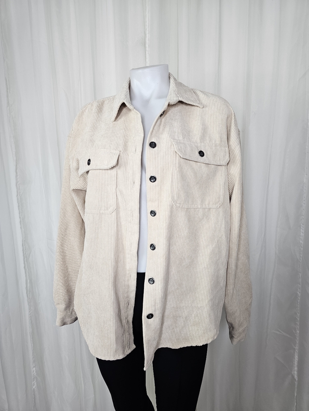 Velvet Heart Cream Corduroy Shirt Jacket Shacket Medium